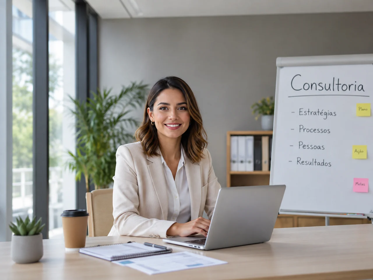 Consultora em reunião online com o cliente