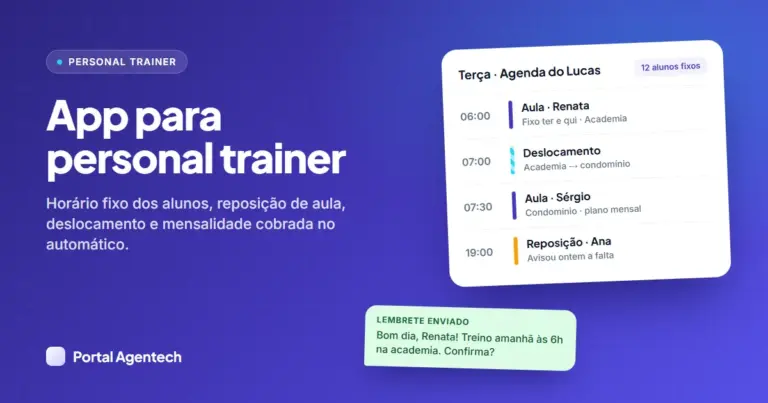 App para personal trainer: agenda fixa, reposição e mensalidade no automático